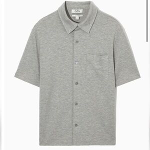 NWT COS Button Down Short Sleeve Shirt, Medium, Heather Grey